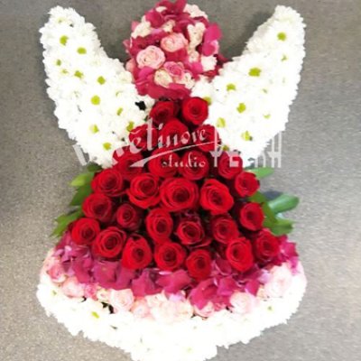 Smuteční anděl červeno - růžový č. 56