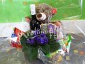 Gift basket with wine, teddy bear and candies Adina