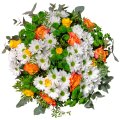 Bunte Rosen und Chrysanthemen