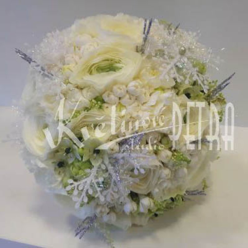 Bukiet ślubny okrągły biały nr 567