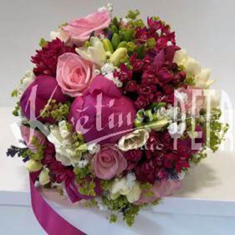 Wedding bouquet of peonies and freesias No. 552