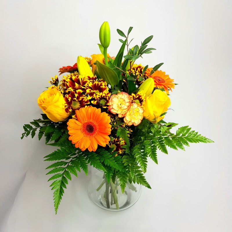 Bukiet upominkowy z róż i gerber Bernarda