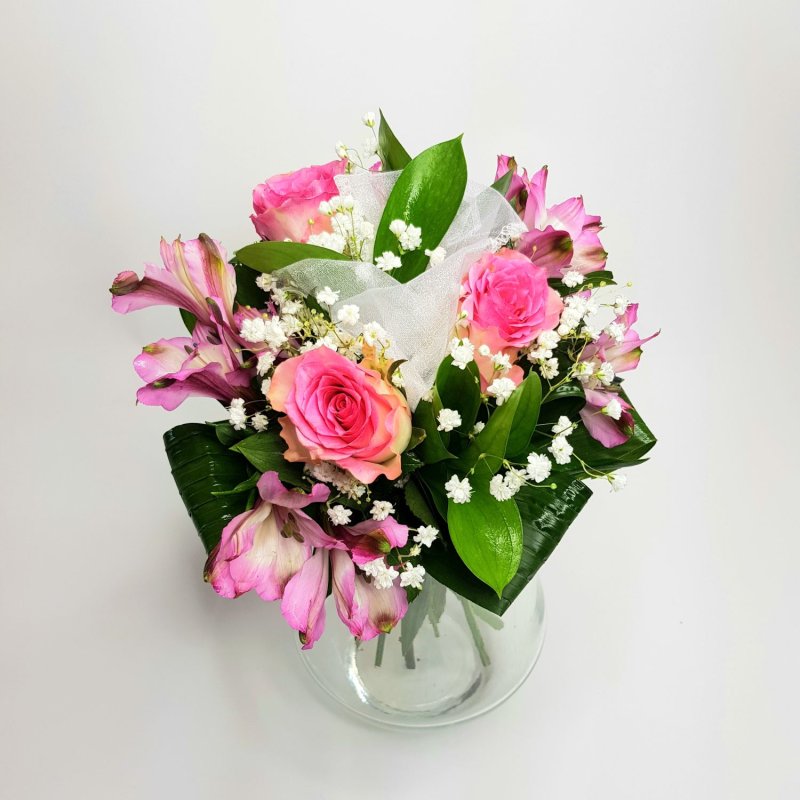 Gift bouquet of roses and alstromeria Radoslava