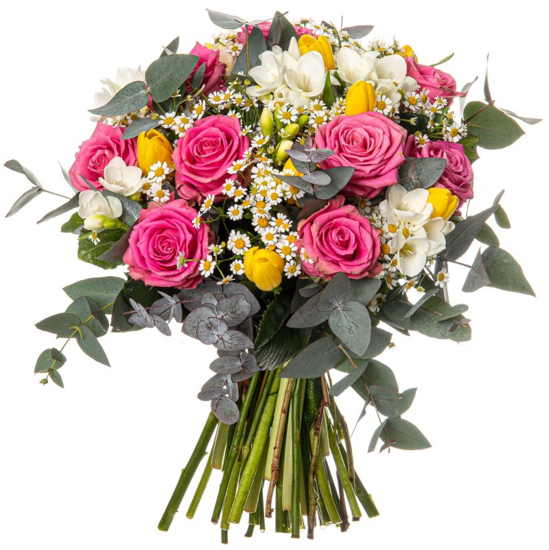 Tulipany, róże i frezje