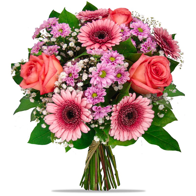 Рожеві гермінії та троянди